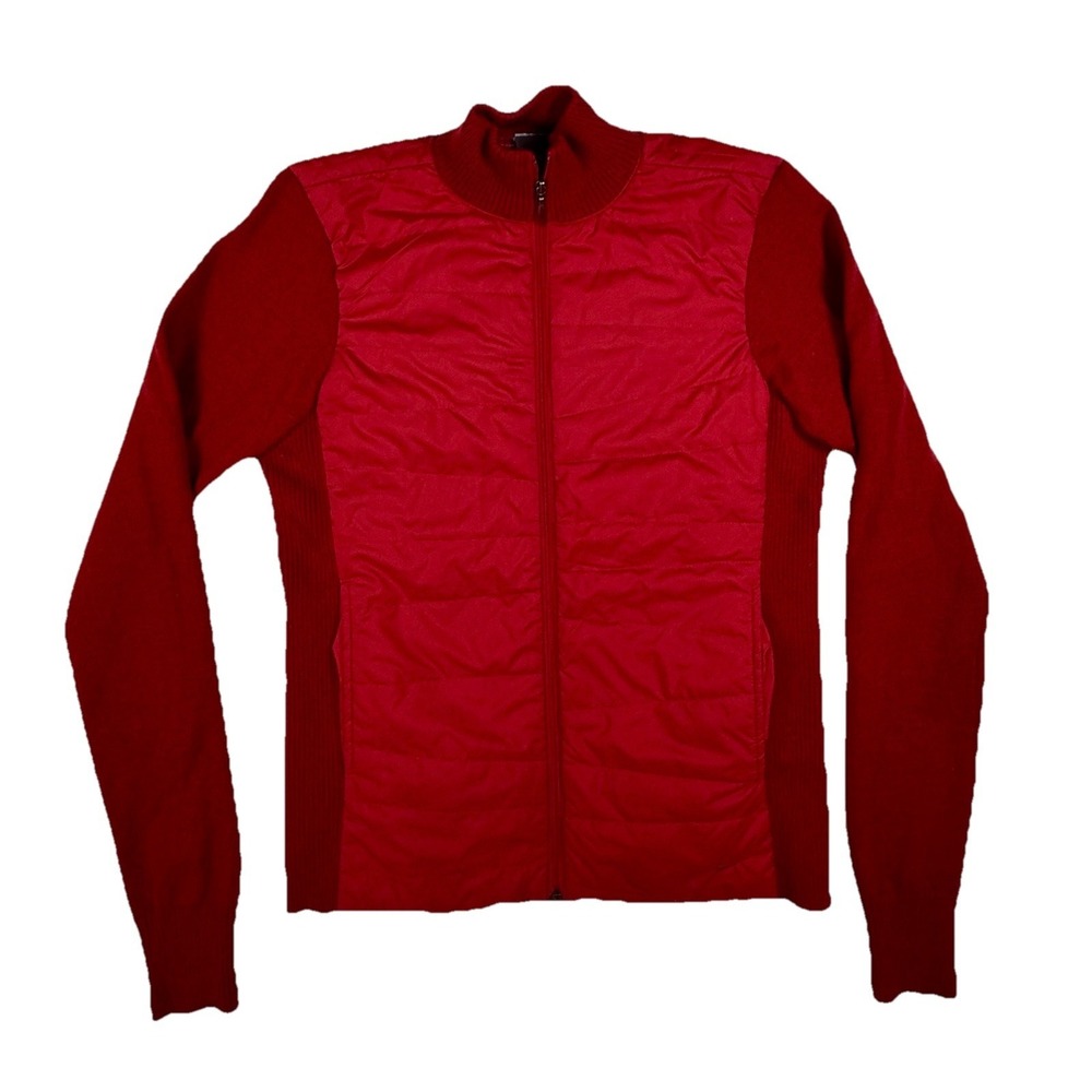 Nike Women's XS Red‎ Hybrid Knit Sleeve Quilted Puffer Full-Zip Jacket Vintage